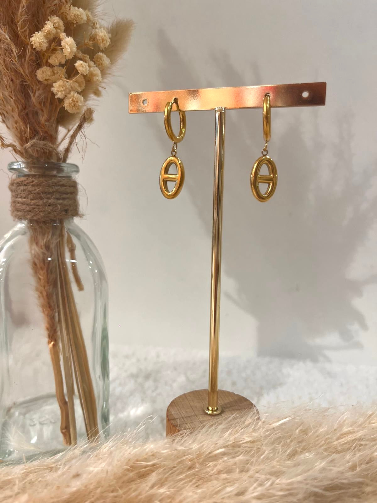 Boucles d’oreilles à breloques Rosy en acier inoxydable