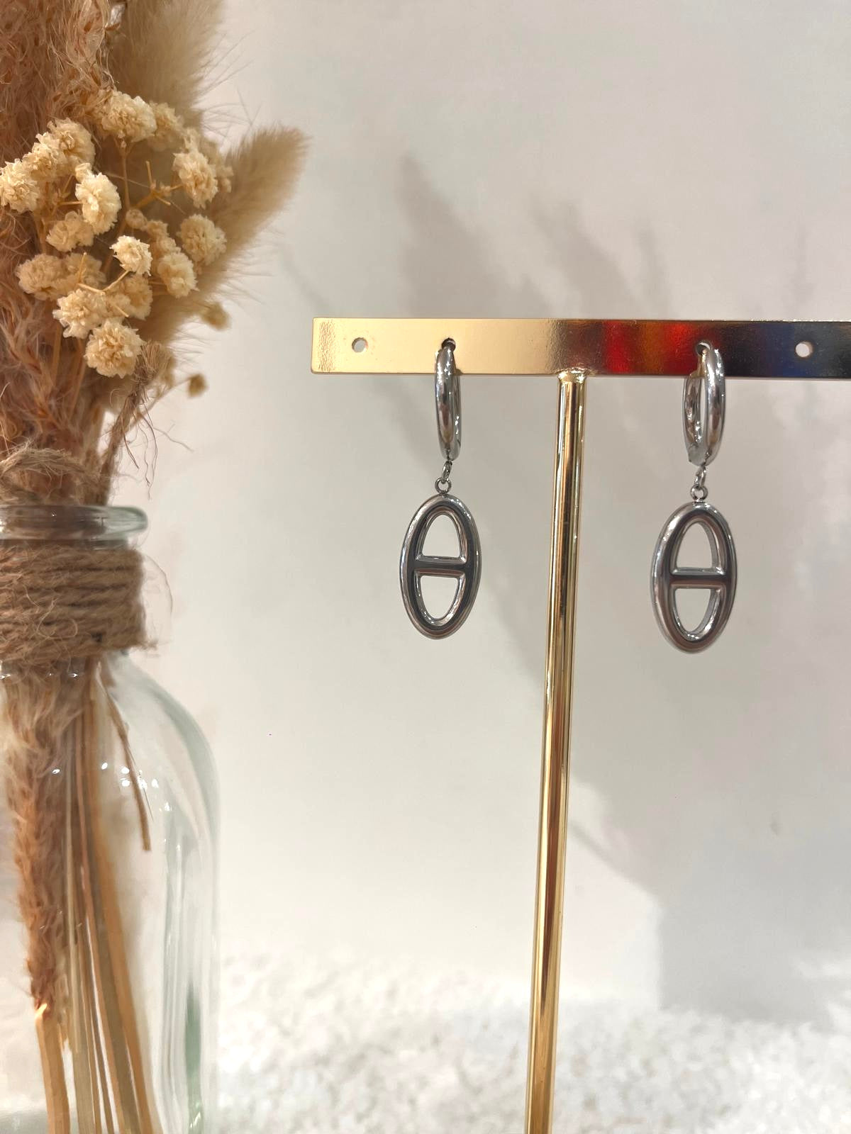 Boucles d’oreilles à breloques Rosy en acier inoxydable