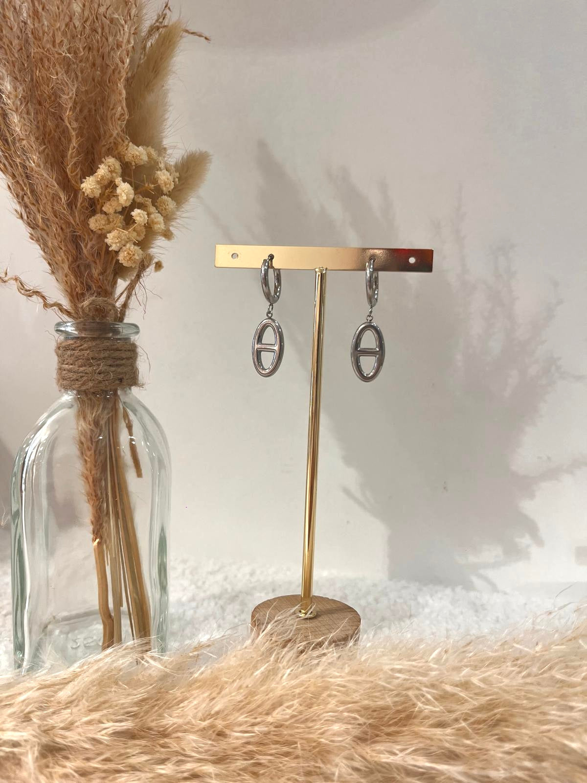 Boucles d’oreilles à breloques Rosy en acier inoxydable