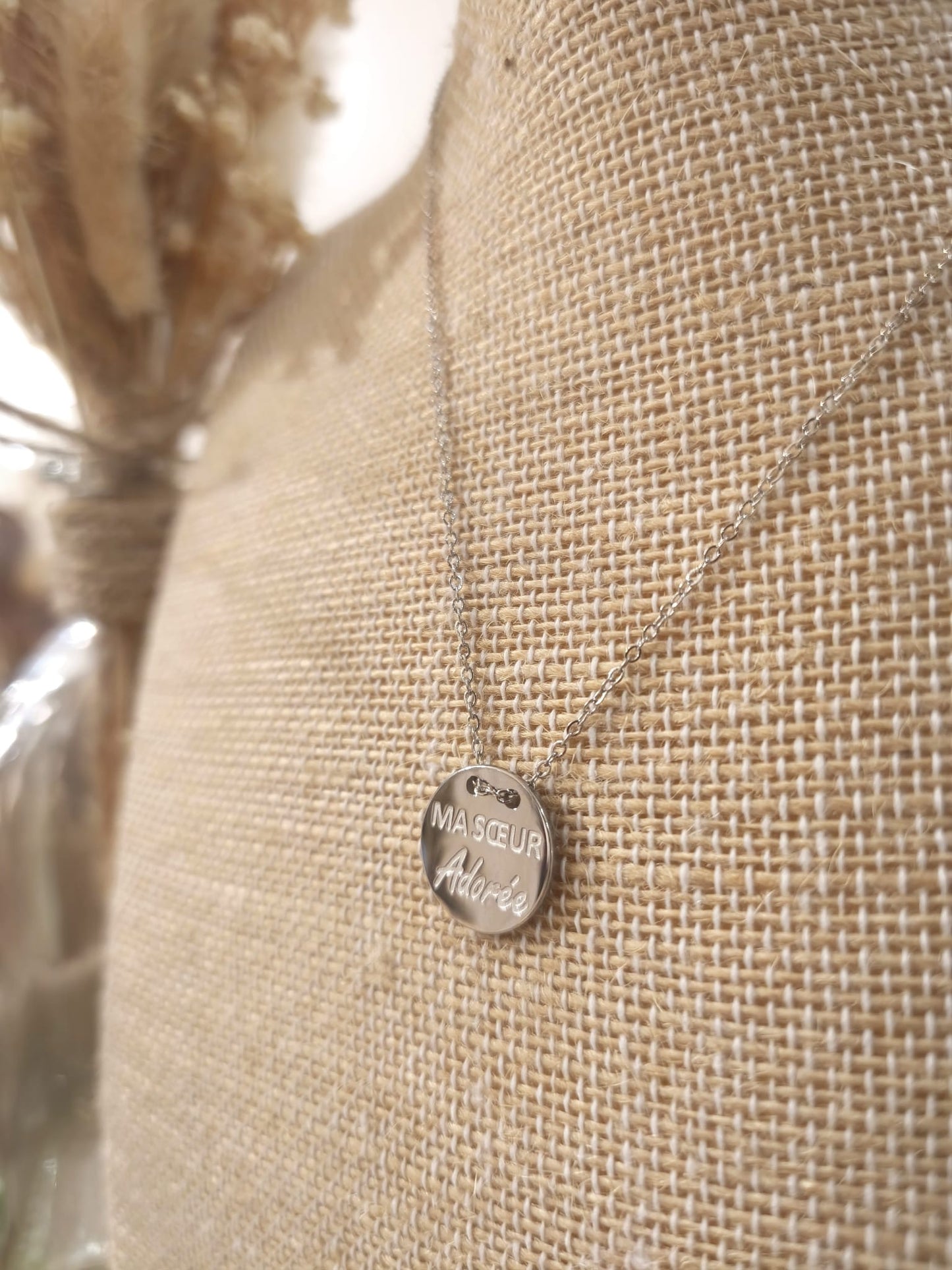 Collier Ma soeur adorée en acier inoxydable