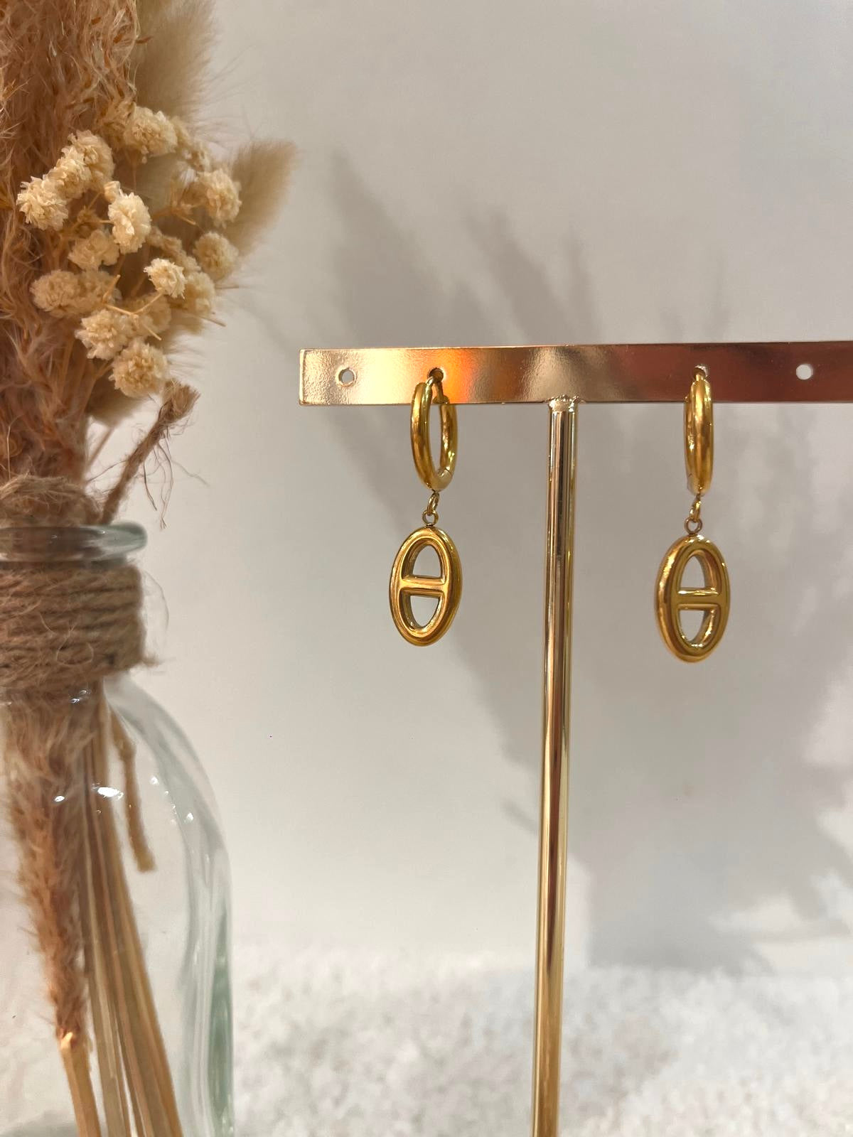 Boucles d’oreilles à breloques Rosy en acier inoxydable