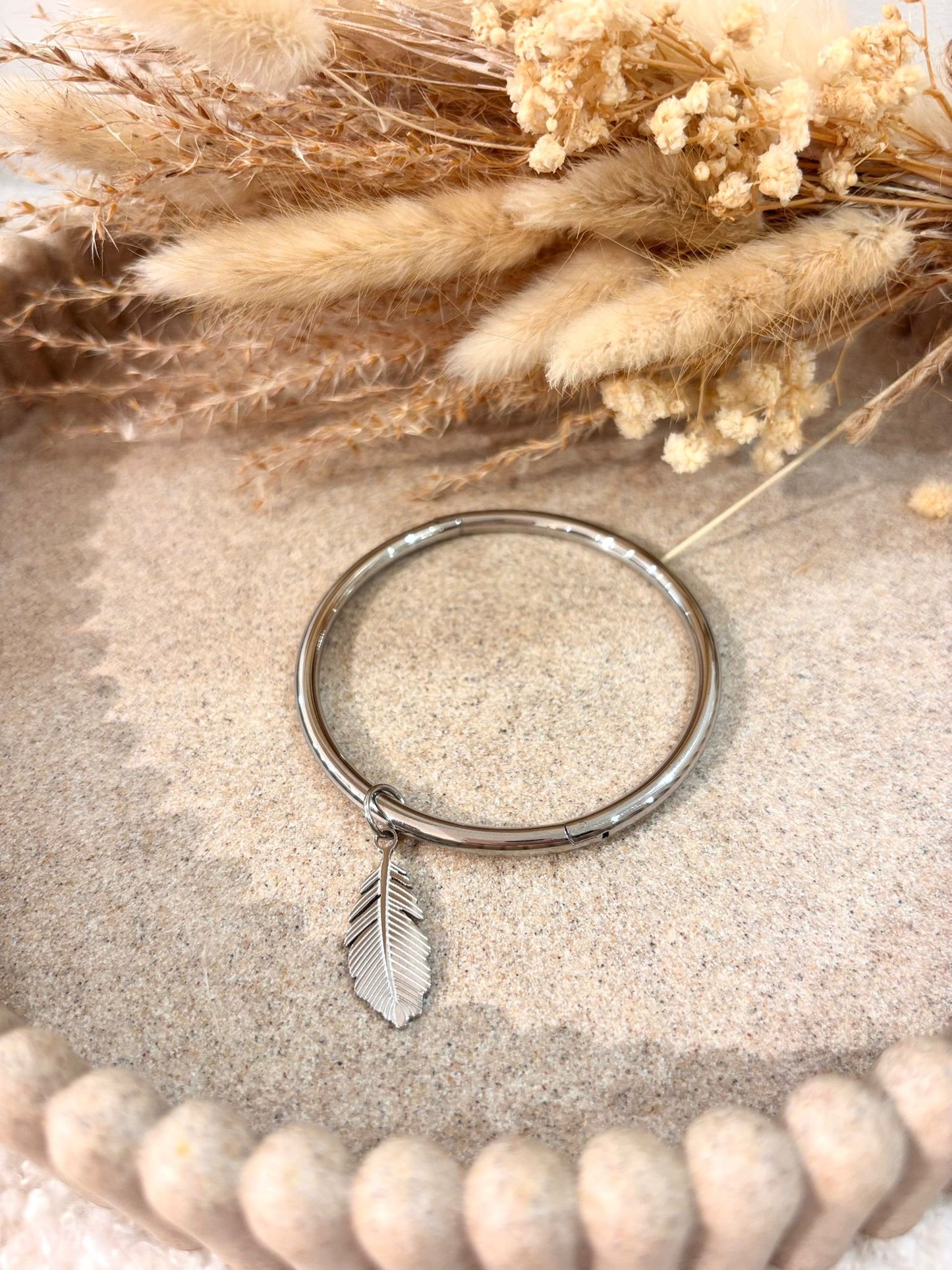 Jonc en acier inoxydable Plume