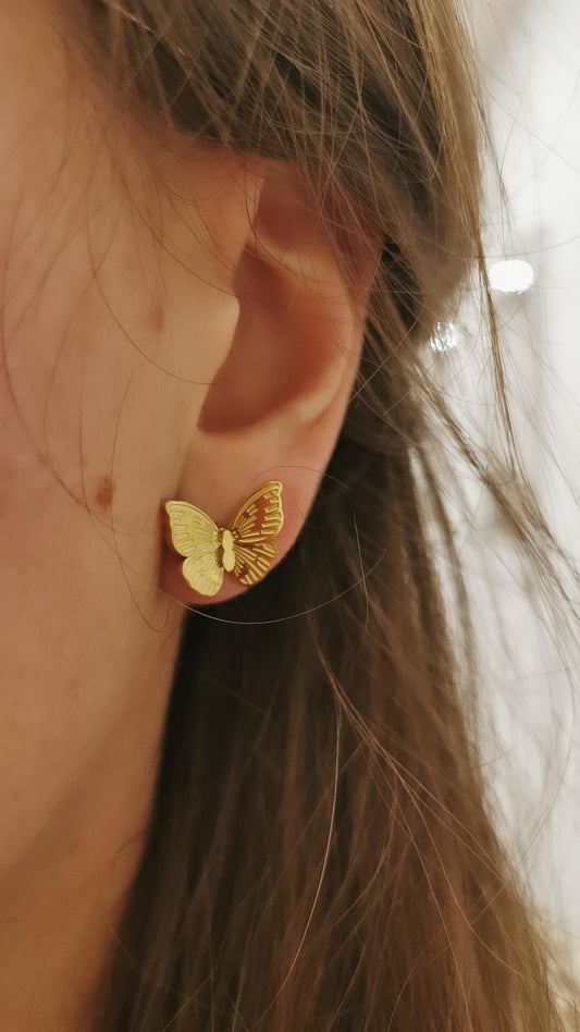 Boucles d'oreilles en acier doré Butterfly