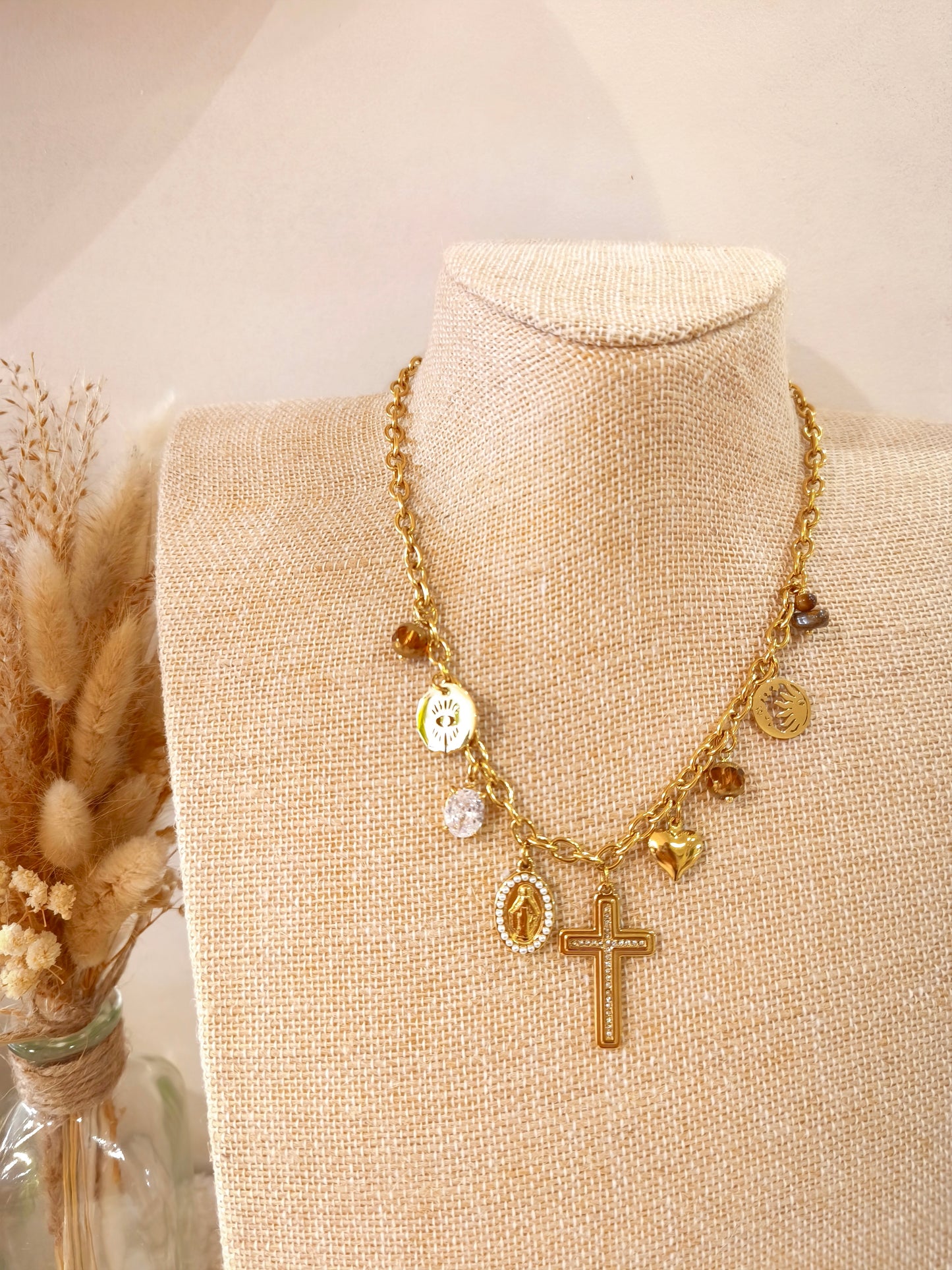 Collier à breloques Romain en acier inoxydable