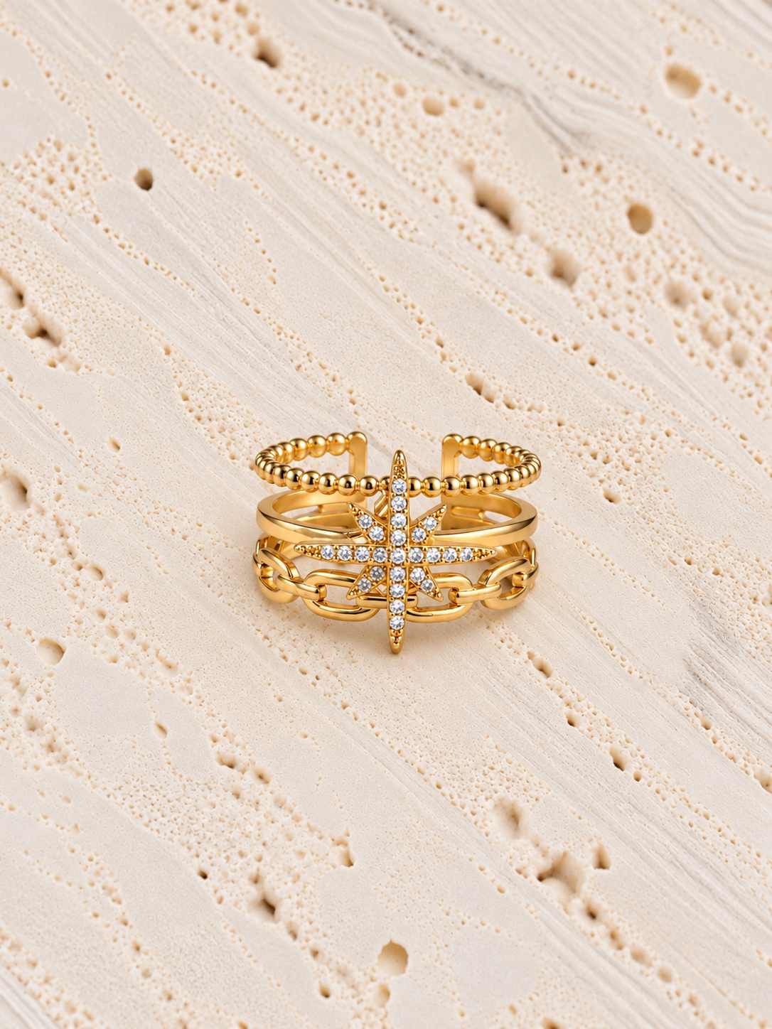 Bague Fleur en acier inoxydable