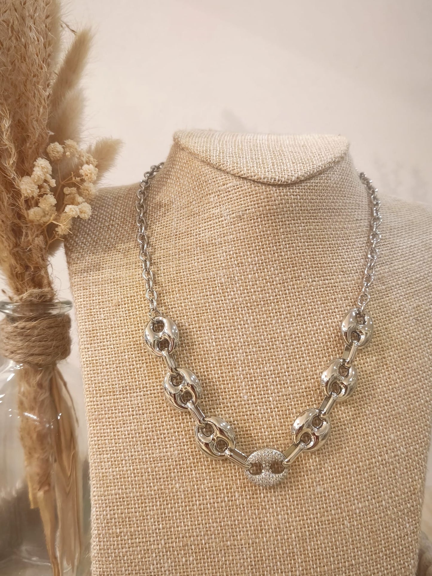 Collier Pierre en acier inoxydable