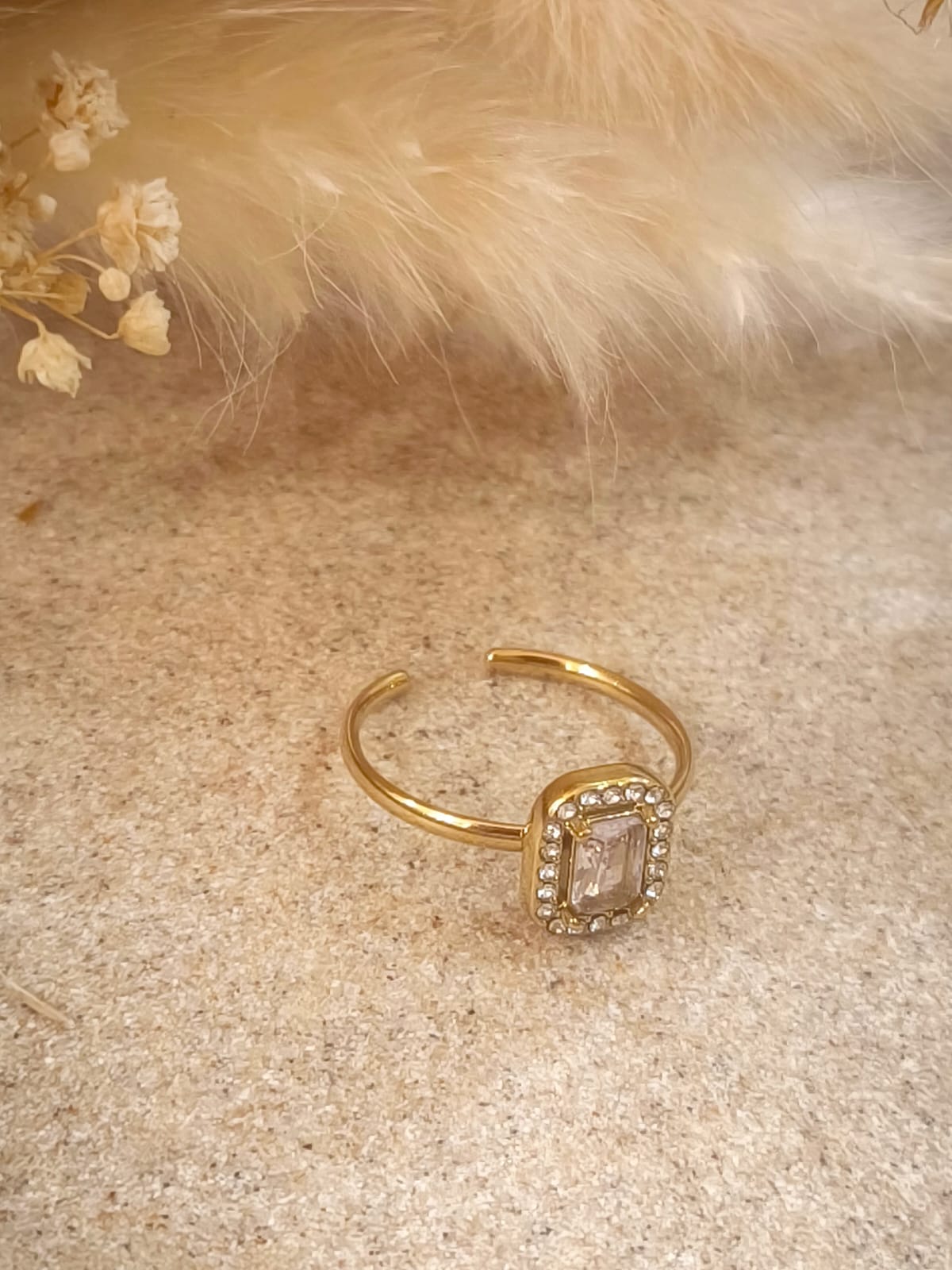 Bague de promesses Flore en acier inoxydable avec boîte