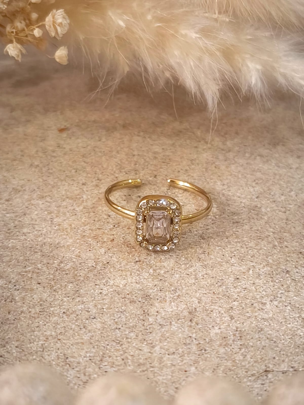 Bague de promesses Flore en acier inoxydable avec boîte