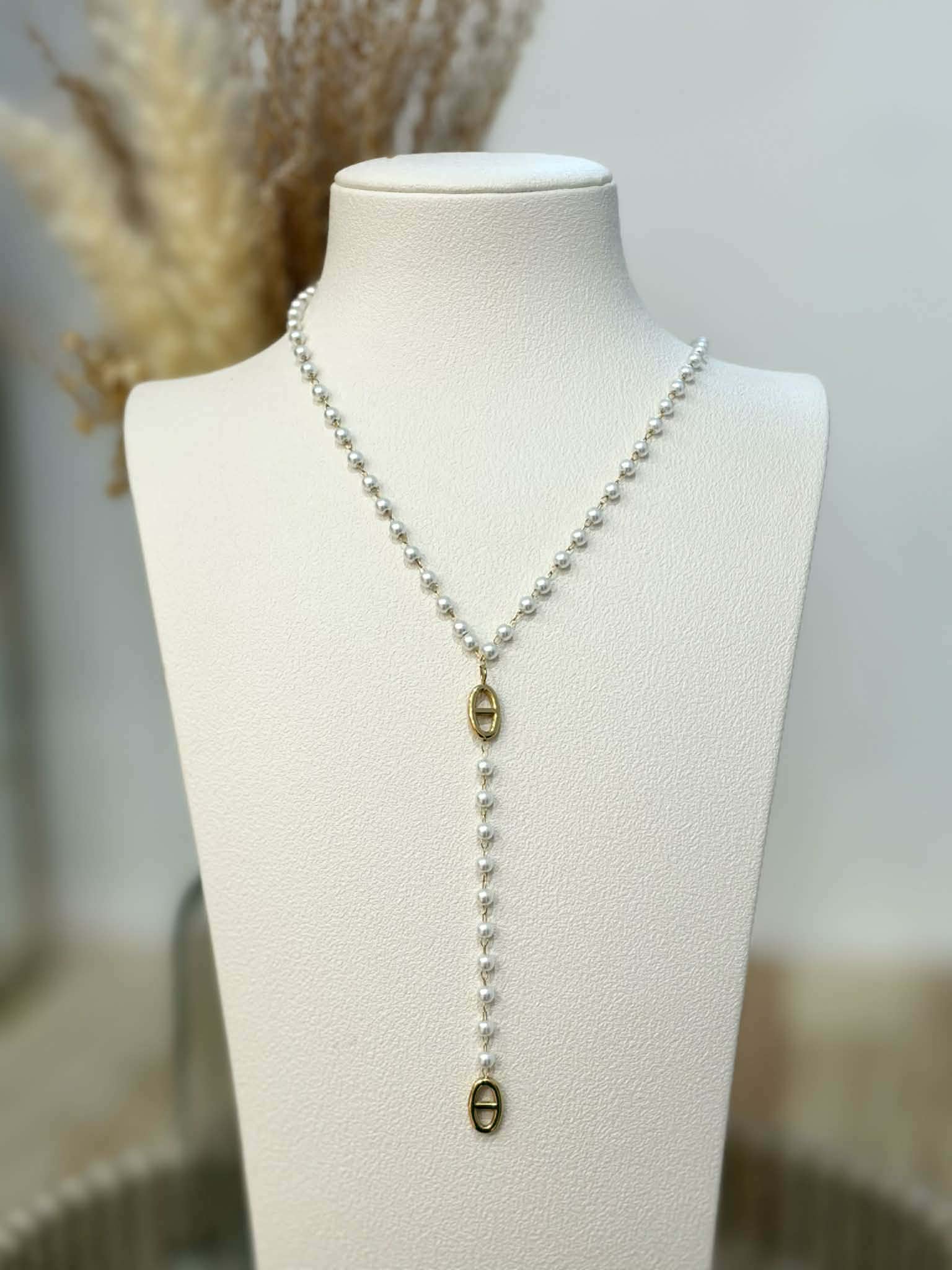 Collier Y Perla en acier inoxydable
