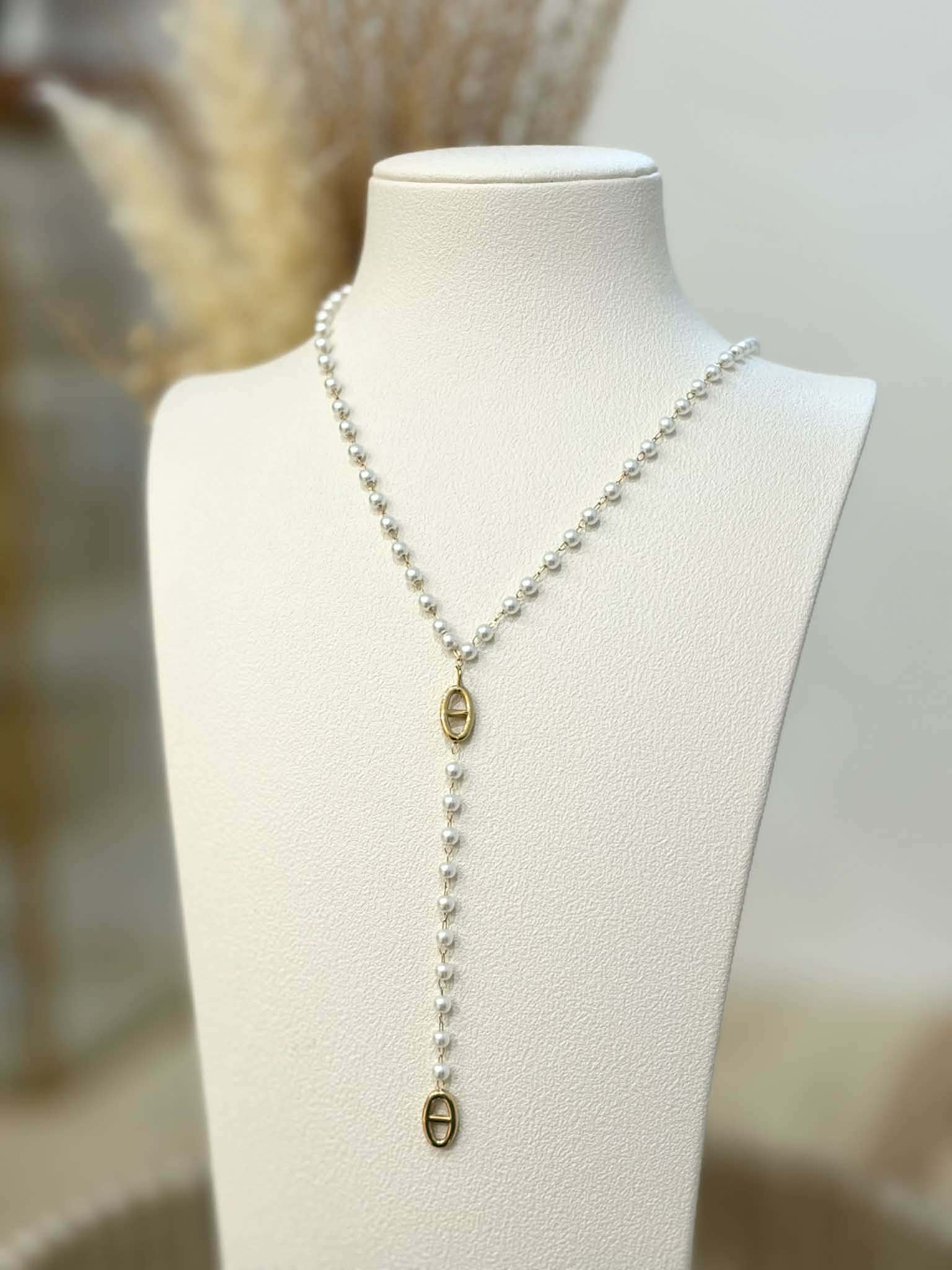 Collier Y Perla en acier inoxydable