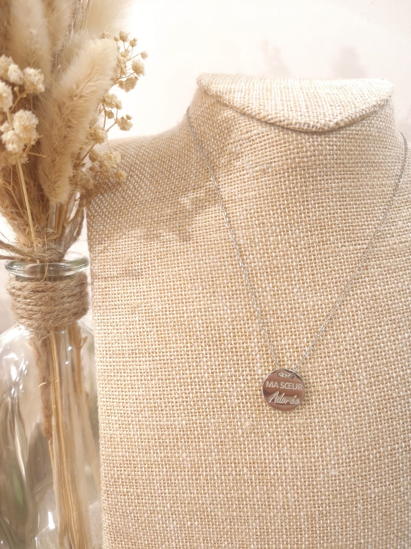 Collier Ma soeur adorée en acier inoxydable