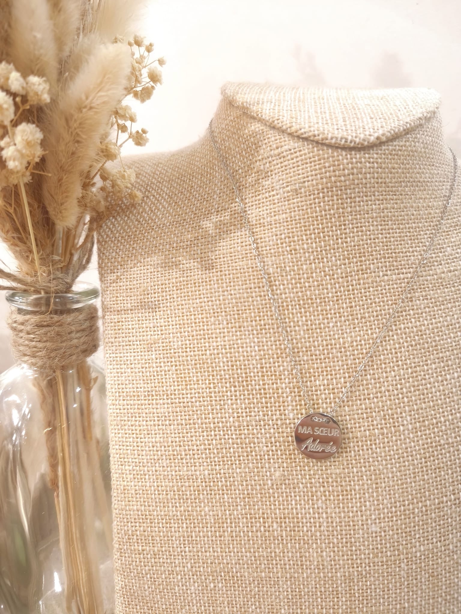 Collier Ma soeur adorée en acier inoxydable