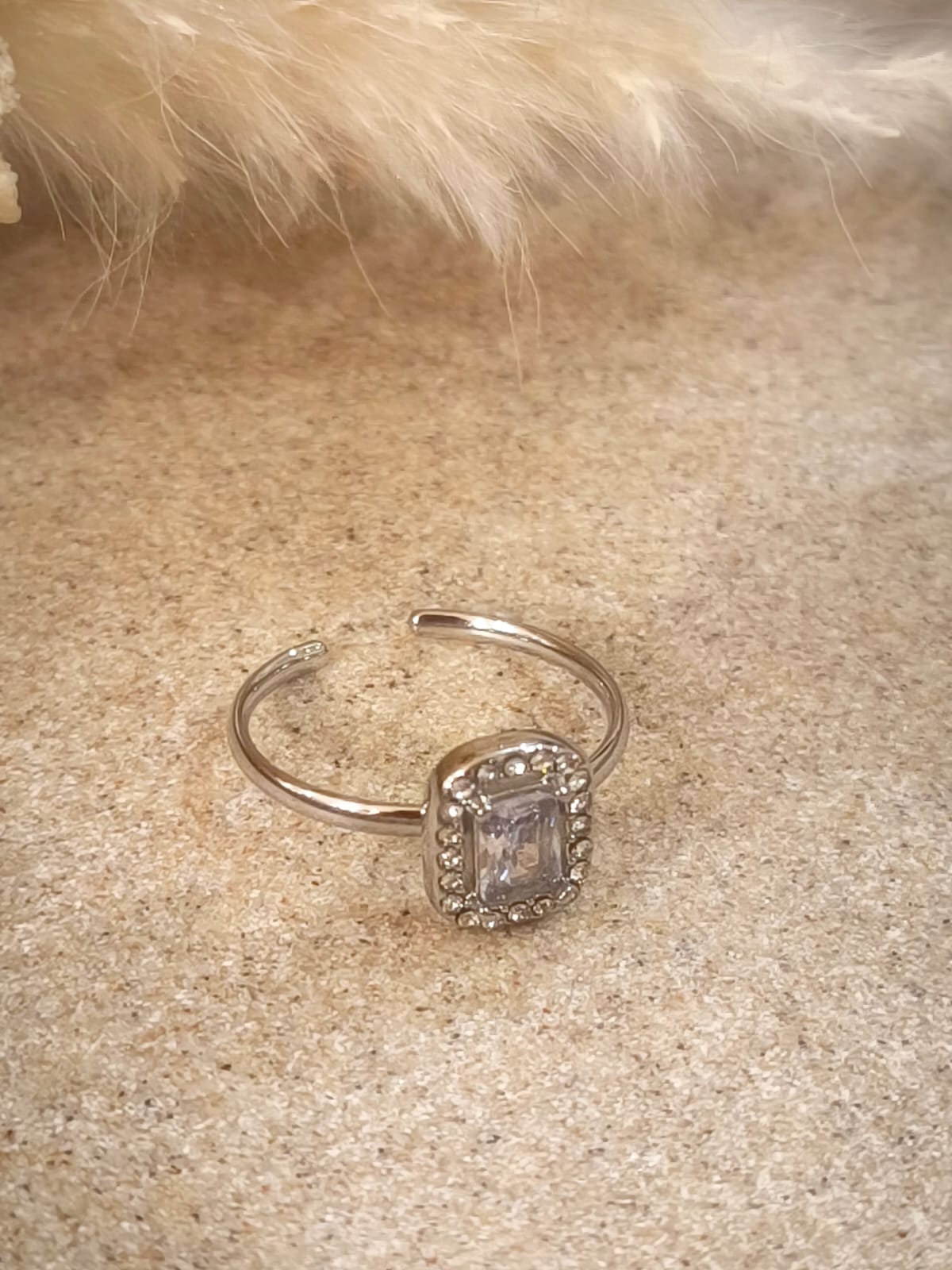 Bague de promesses Flore en acier inoxydable avec boîte