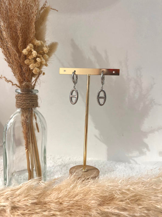 Boucles d’oreilles à breloques Rosy en acier inoxydable
