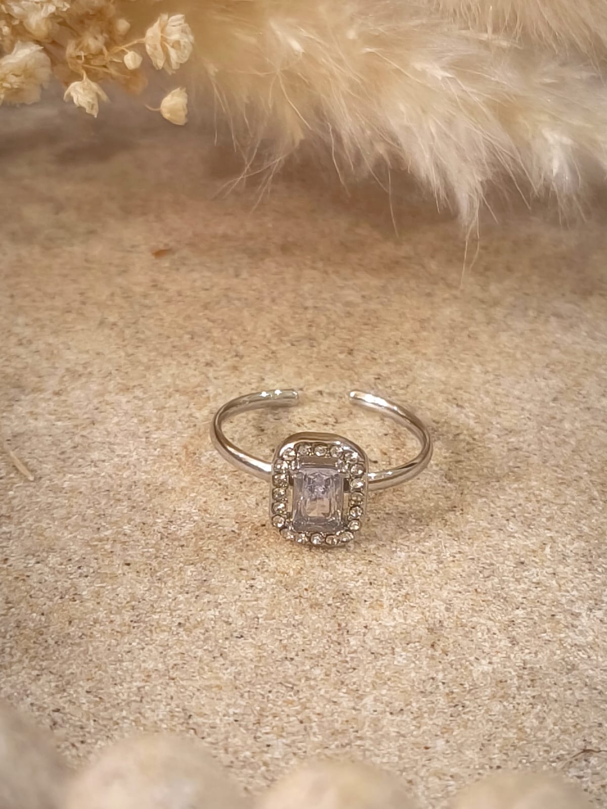 Bague de promesses Flore en acier inoxydable avec boîte