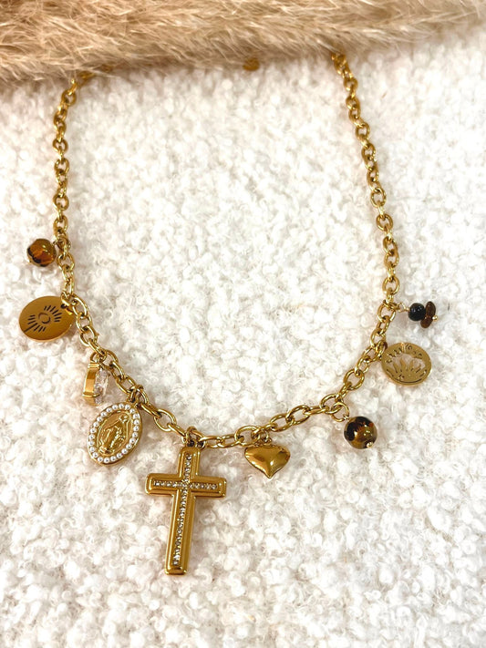Collier à breloques Romain en acier inoxydable