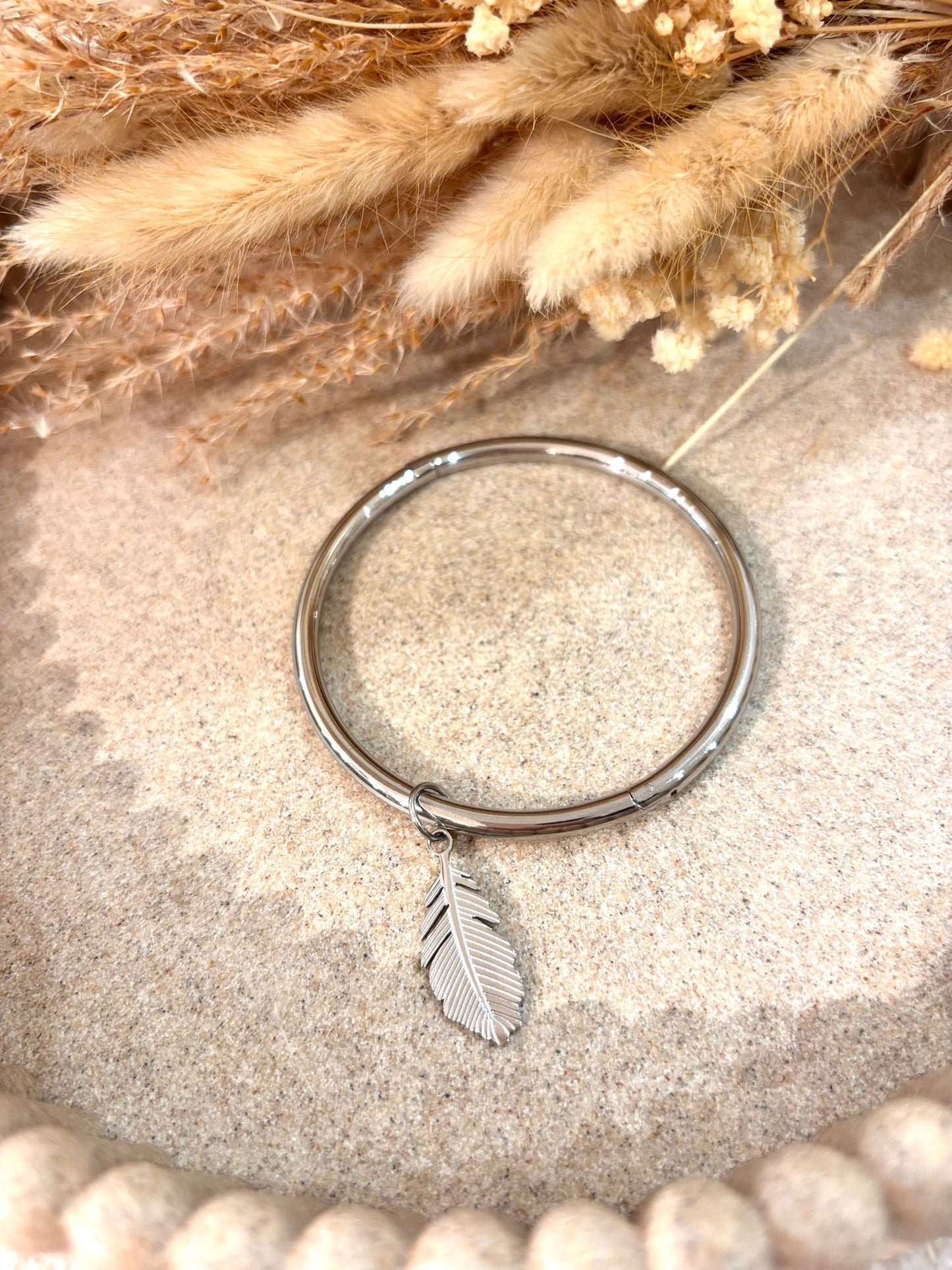 Jonc en acier inoxydable Plume