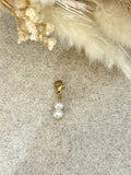 Charms Perles blanches double en acier inoxydable