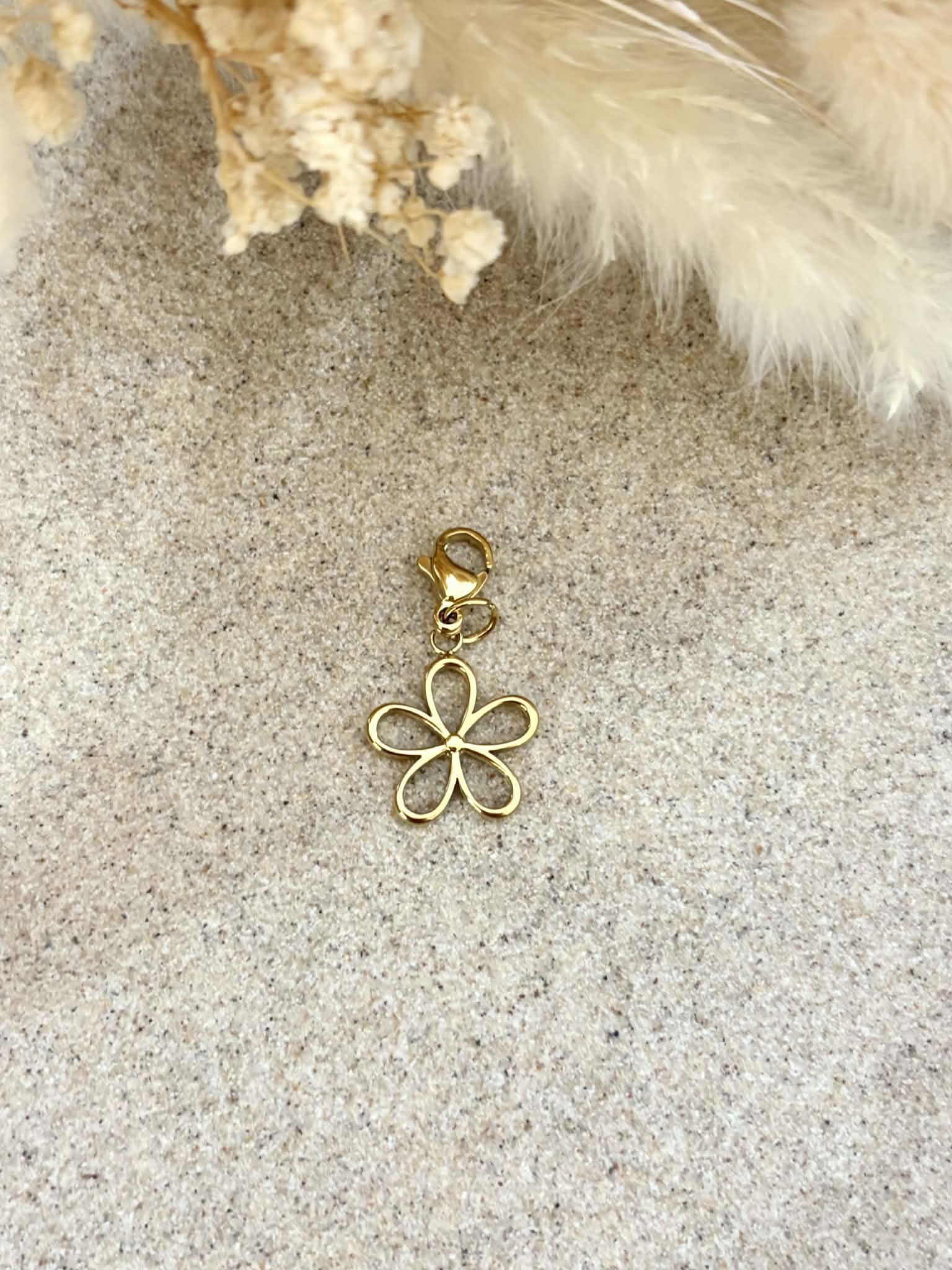 Charms Fleur ajourée en acier inoxydable