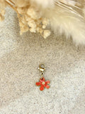 Charms Fleur rouge en acier inoxydable
