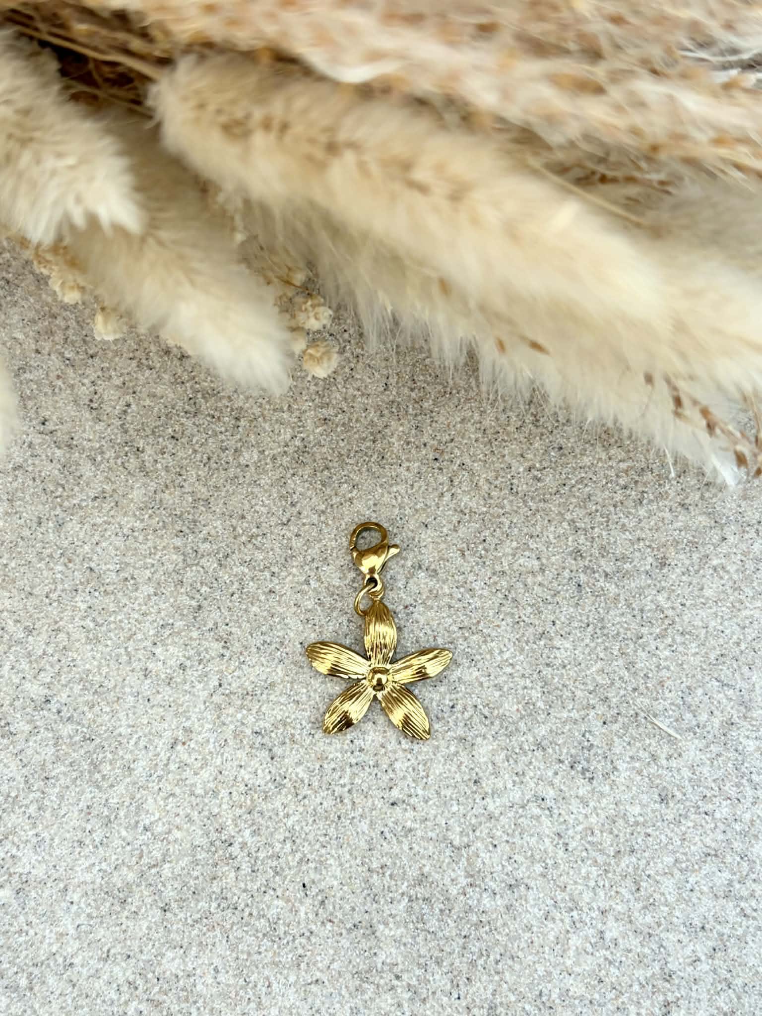 Charms Fleur tropicale en acier inoxydable