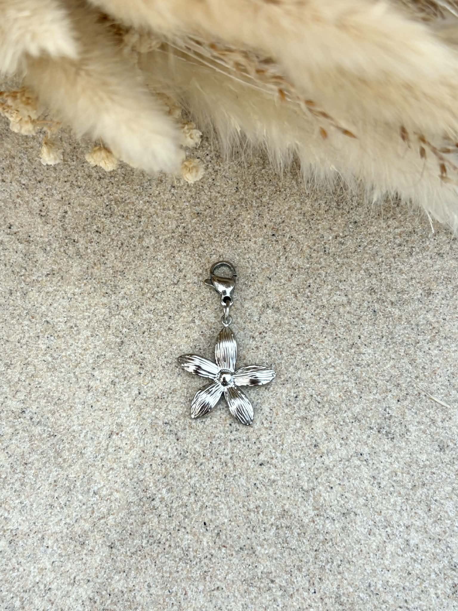 Charms Fleur tropicale en acier inoxydable