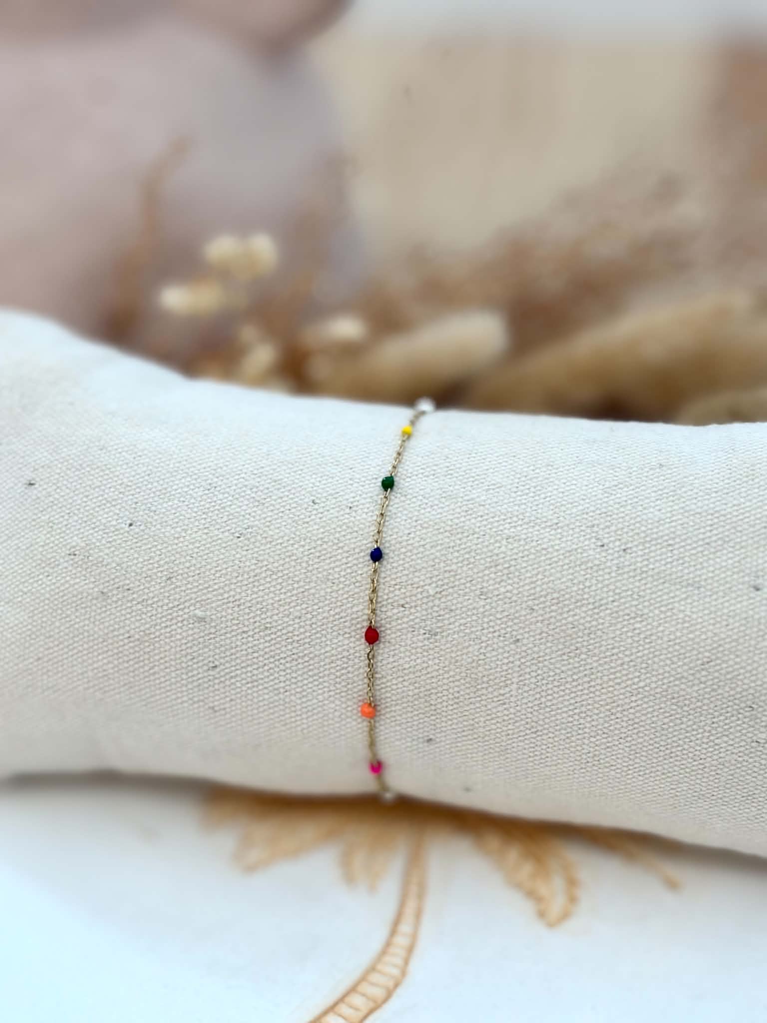 Bracelet boules colorés en acier inoxydable