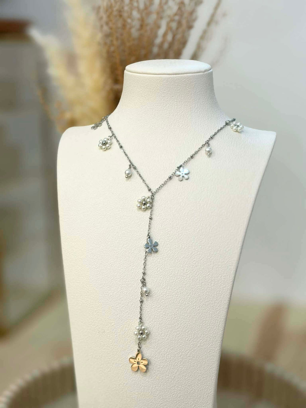 Collier Y Bloomy en acier inoxydable