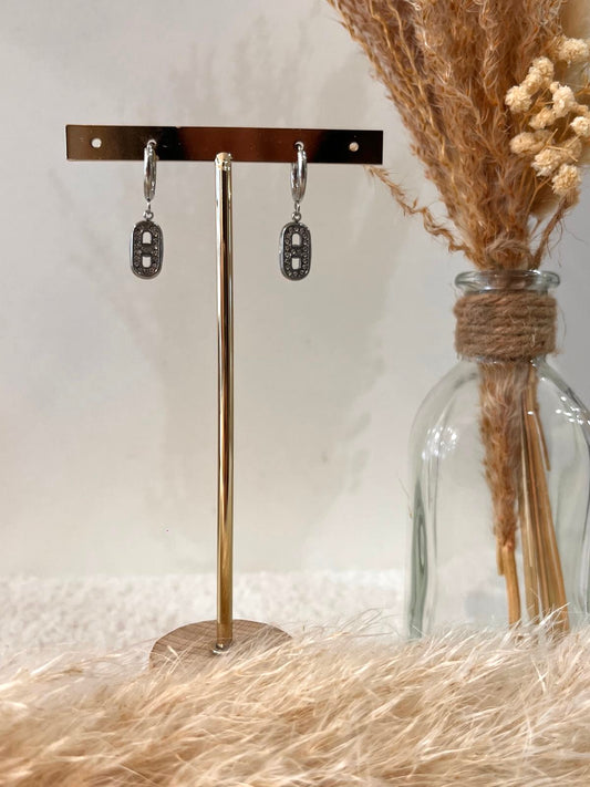 Boucles d’oreilles à breloques Iris en acier inoxydable