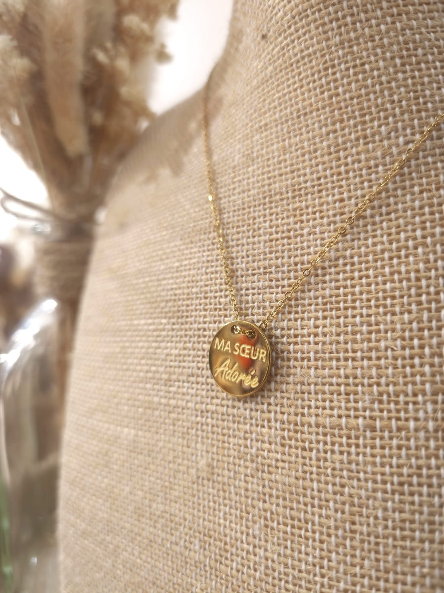 Collier Ma soeur adorée en acier inoxydable