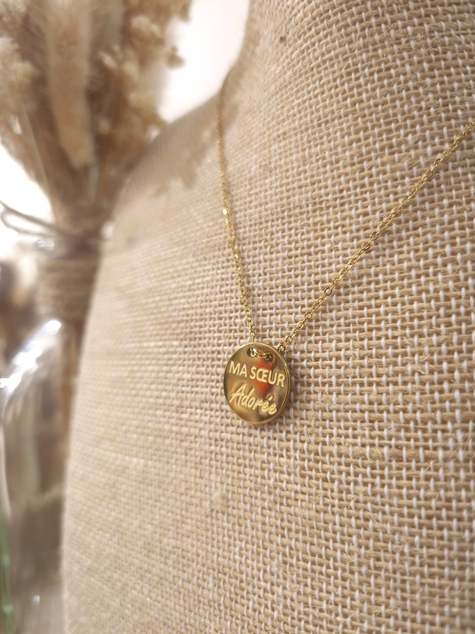 Collier Ma soeur adorée en acier inoxydable