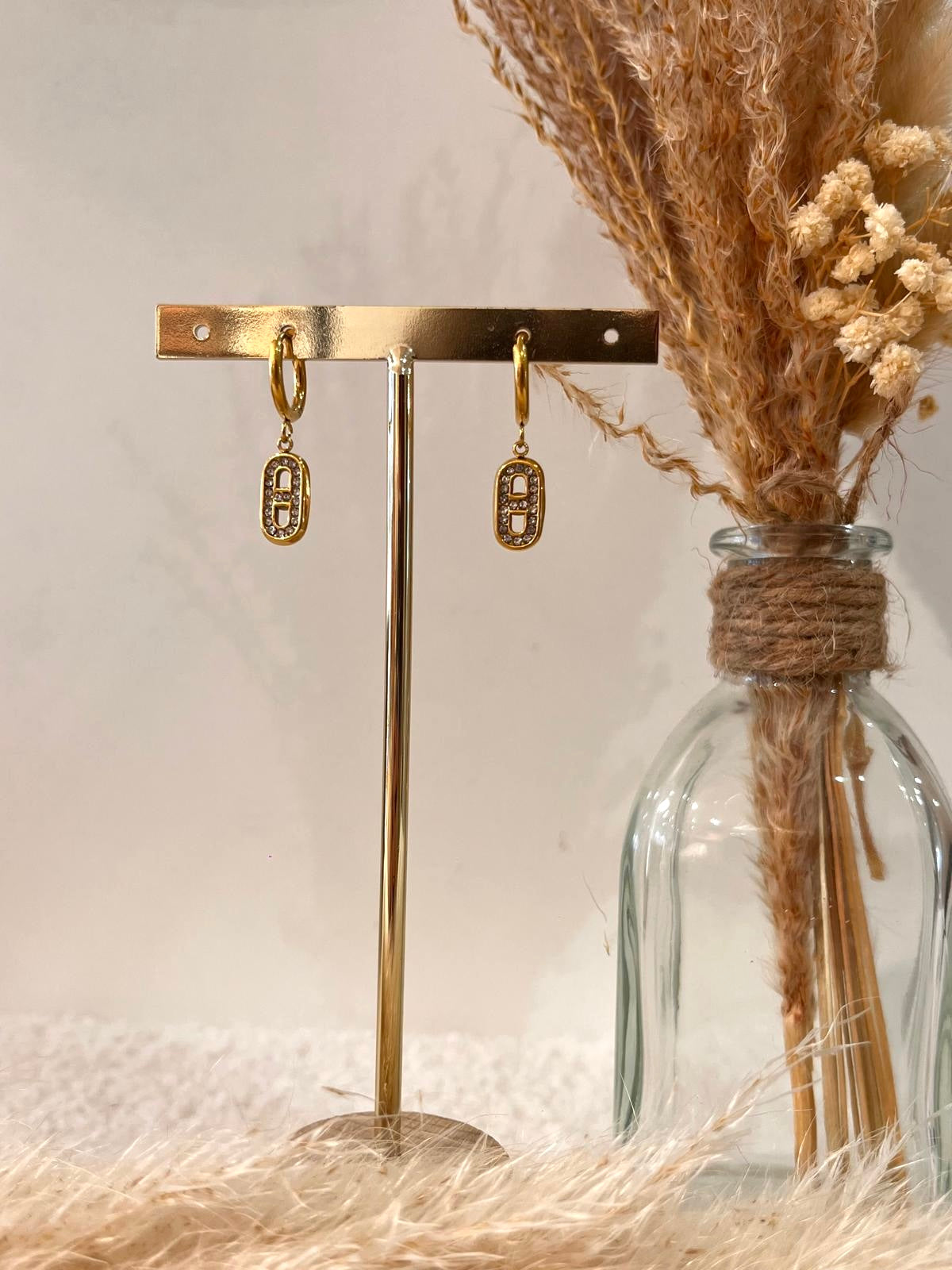 Boucles d’oreilles à breloques Iris en acier inoxydable