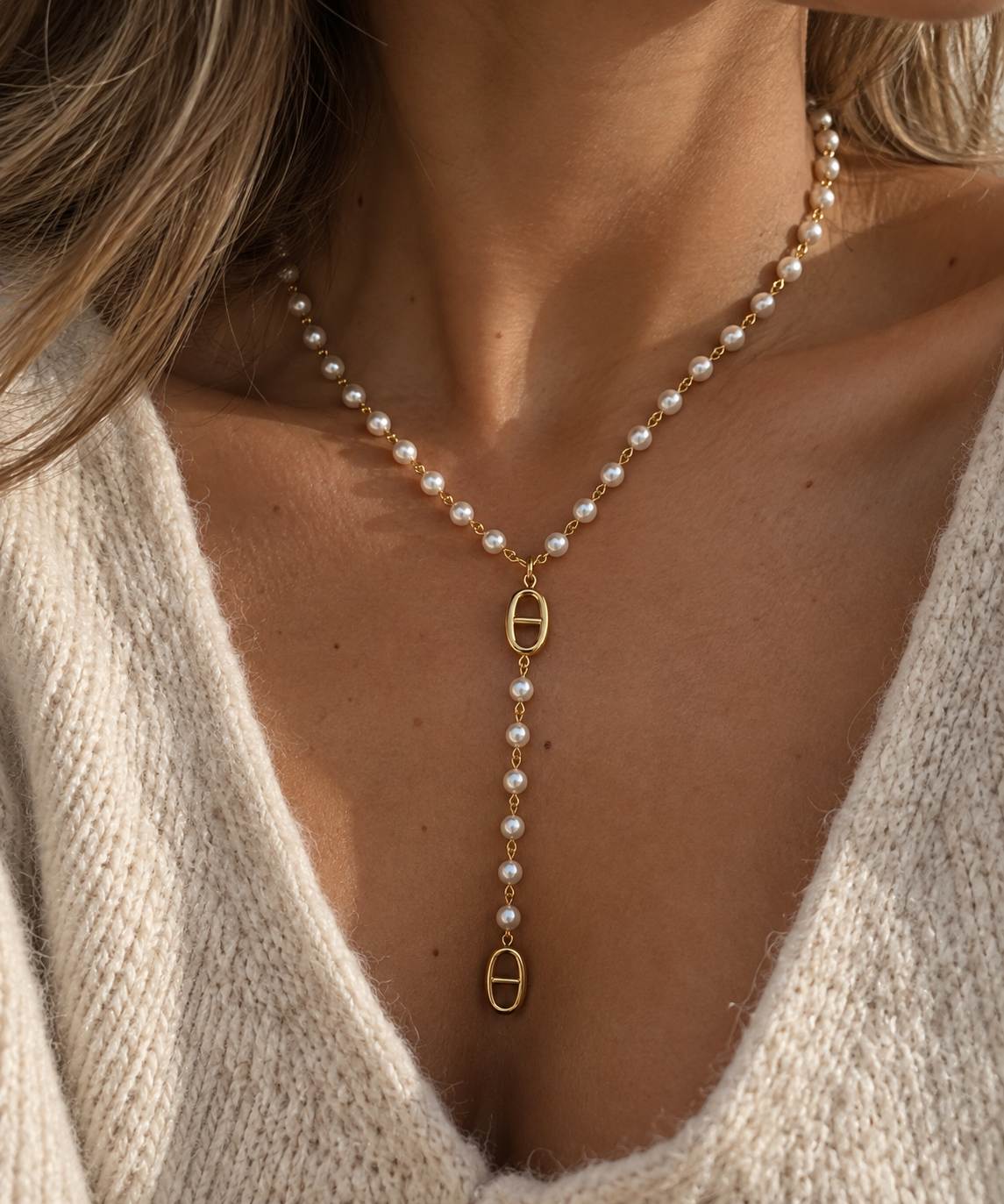 Collier Y Perla en acier inoxydable