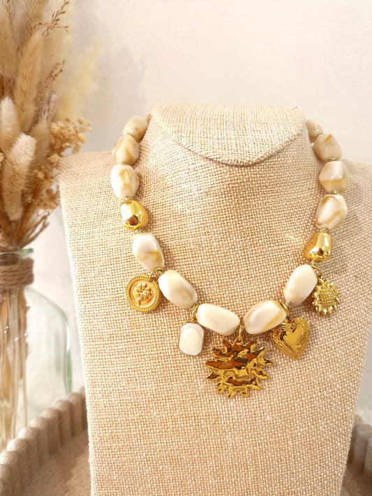 Collier Liora beige en acier