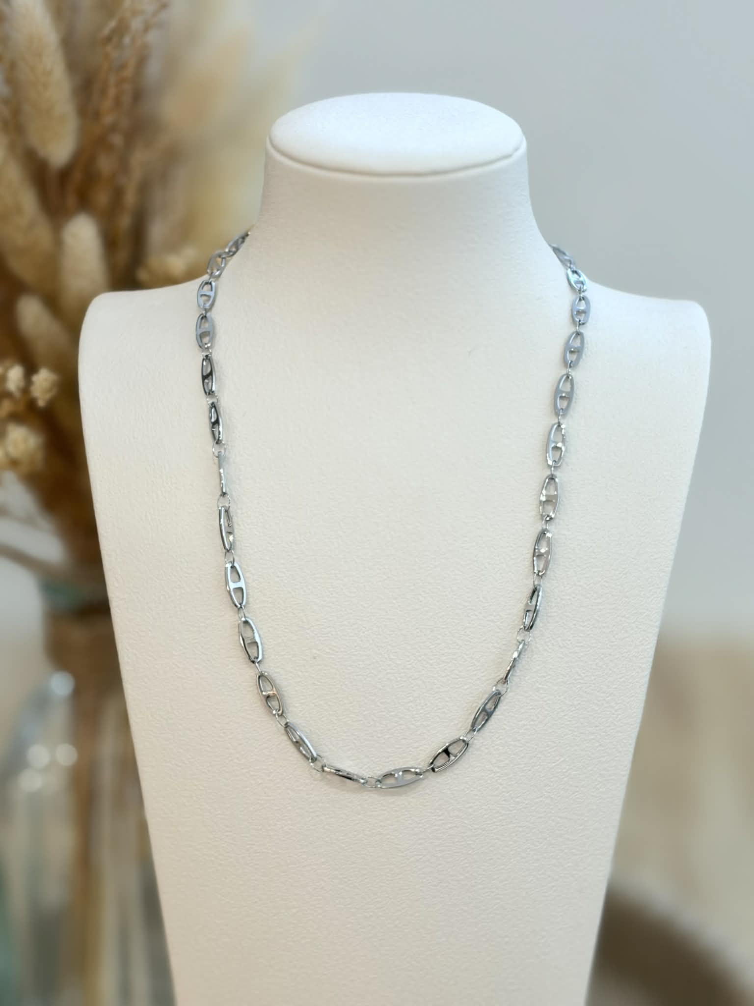 Collier grain de café à charms en acier inoxydable