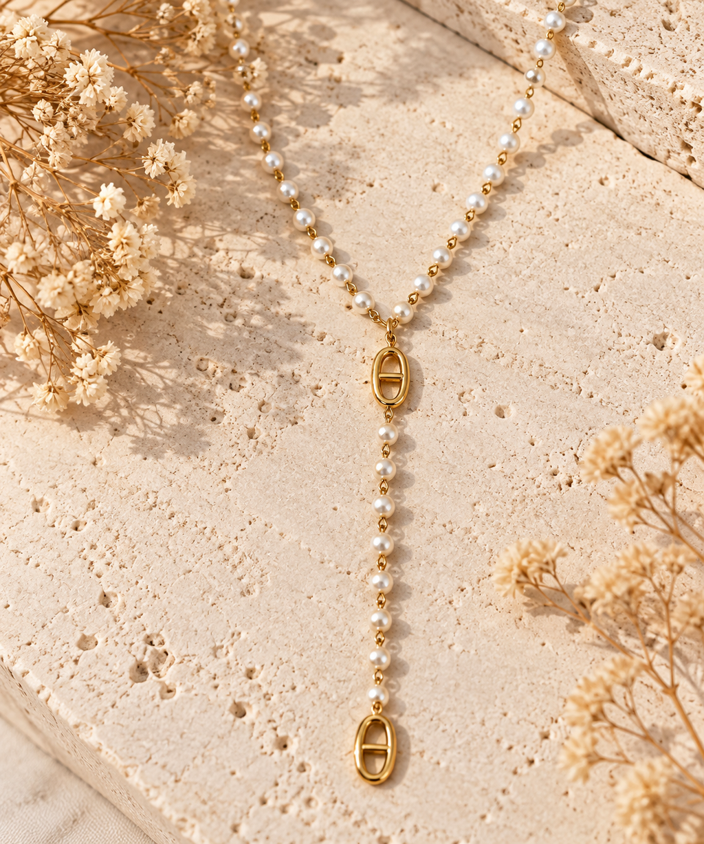Collier Y Perla en acier inoxydable